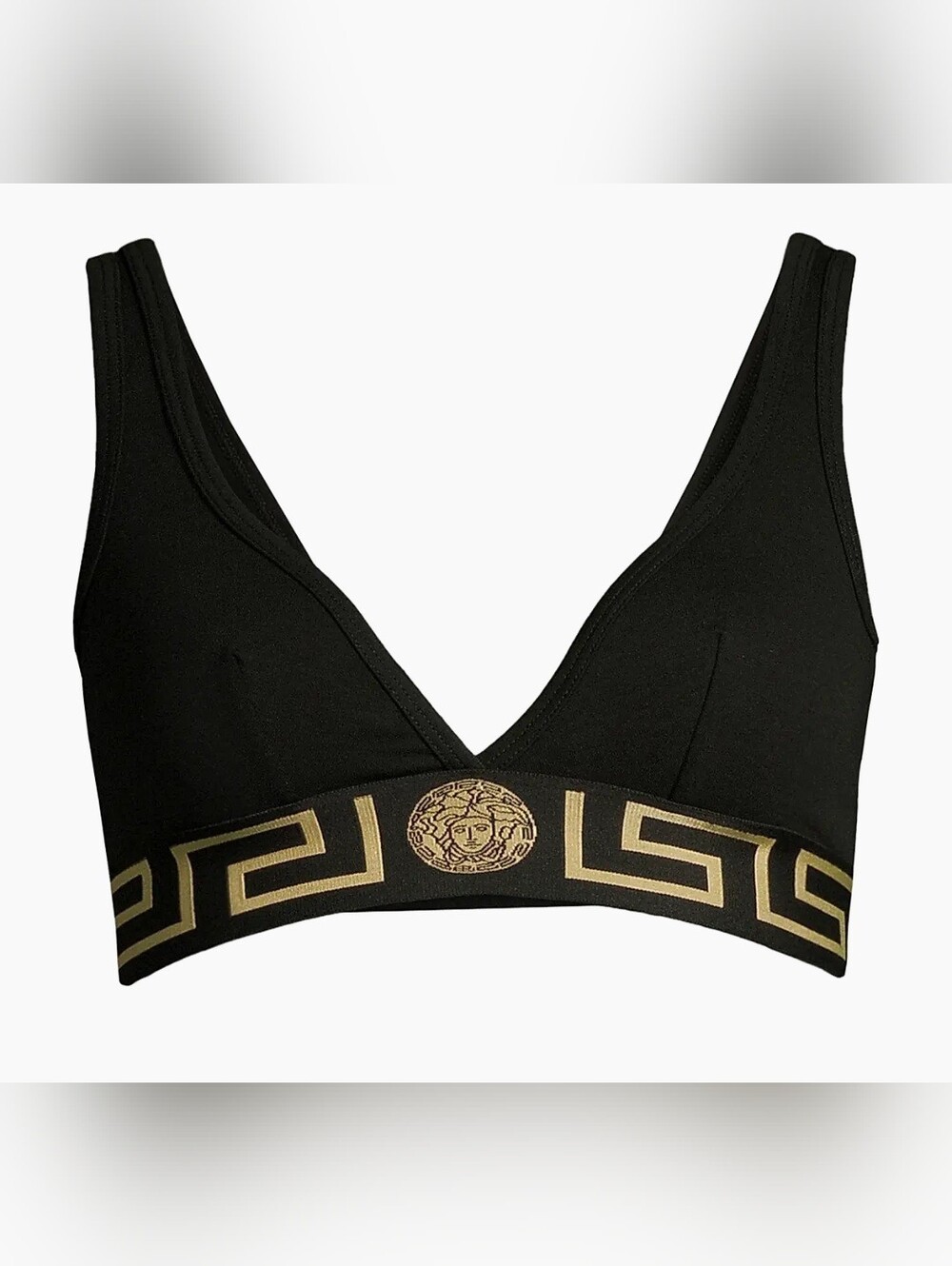 Versace Black Bralette with Gold Medusa & Greca Band